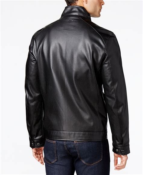 michael kors faux leather orono jacket|michael kors leather jacket macy's.